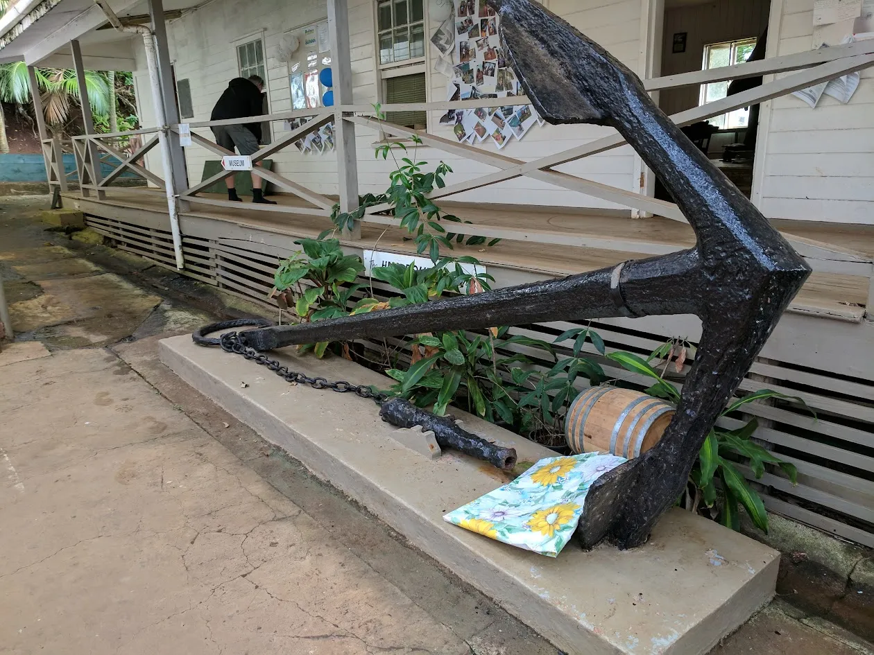 Recovered HMS Bounty anchor on display in Pitcairn's town square