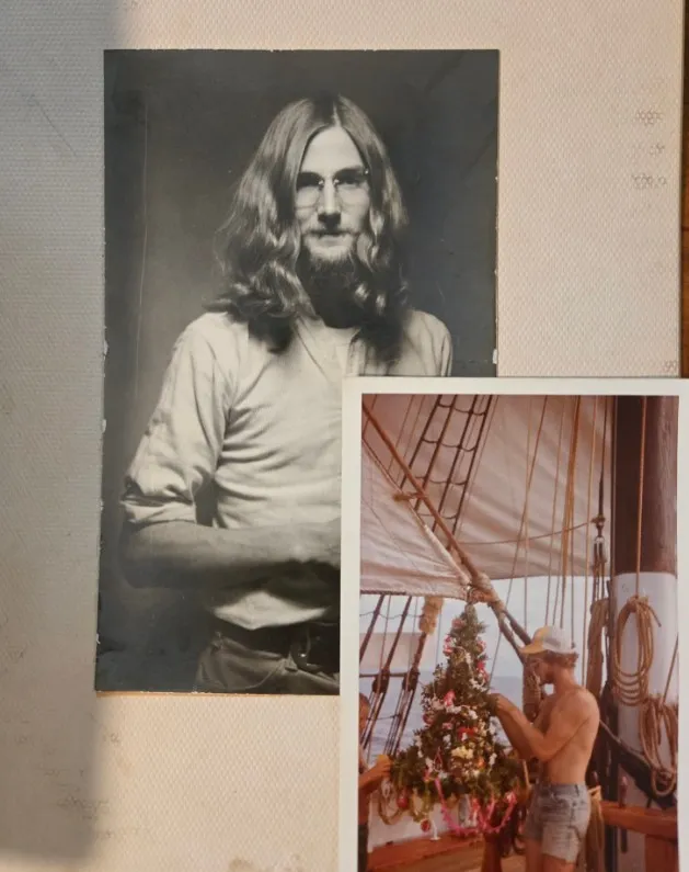 Captain Bert Rogers celebrating Christmas aboard the brigantine Romance