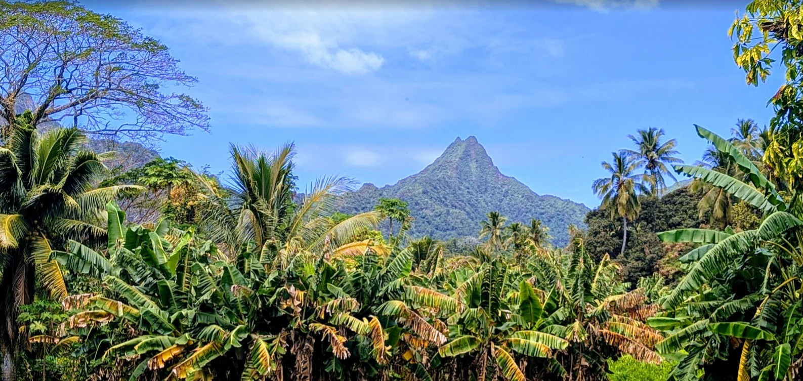Rarotonga peak in the Cook Islands seen from Brigantine NEPTUN
