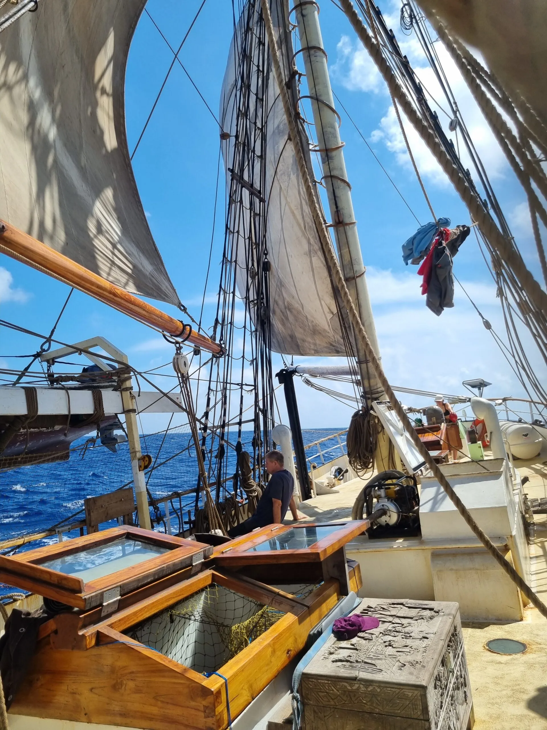 Crew on watch in heavy weather as NEPTUN steers south to avoid the worst of Typhoon Ada