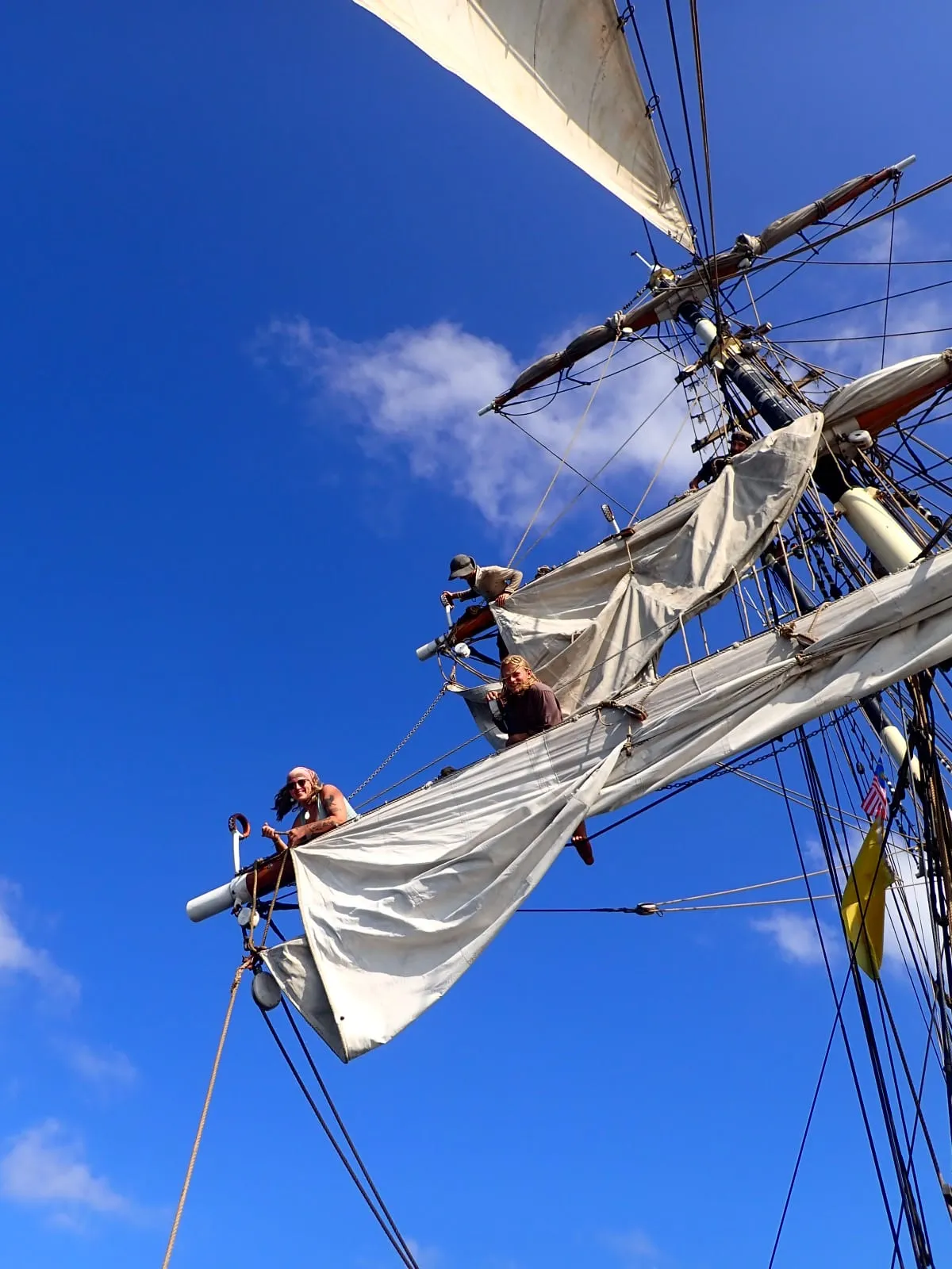 NEPTUN's deck after a day of crew maintenance, freshly painted and clean in tropical light