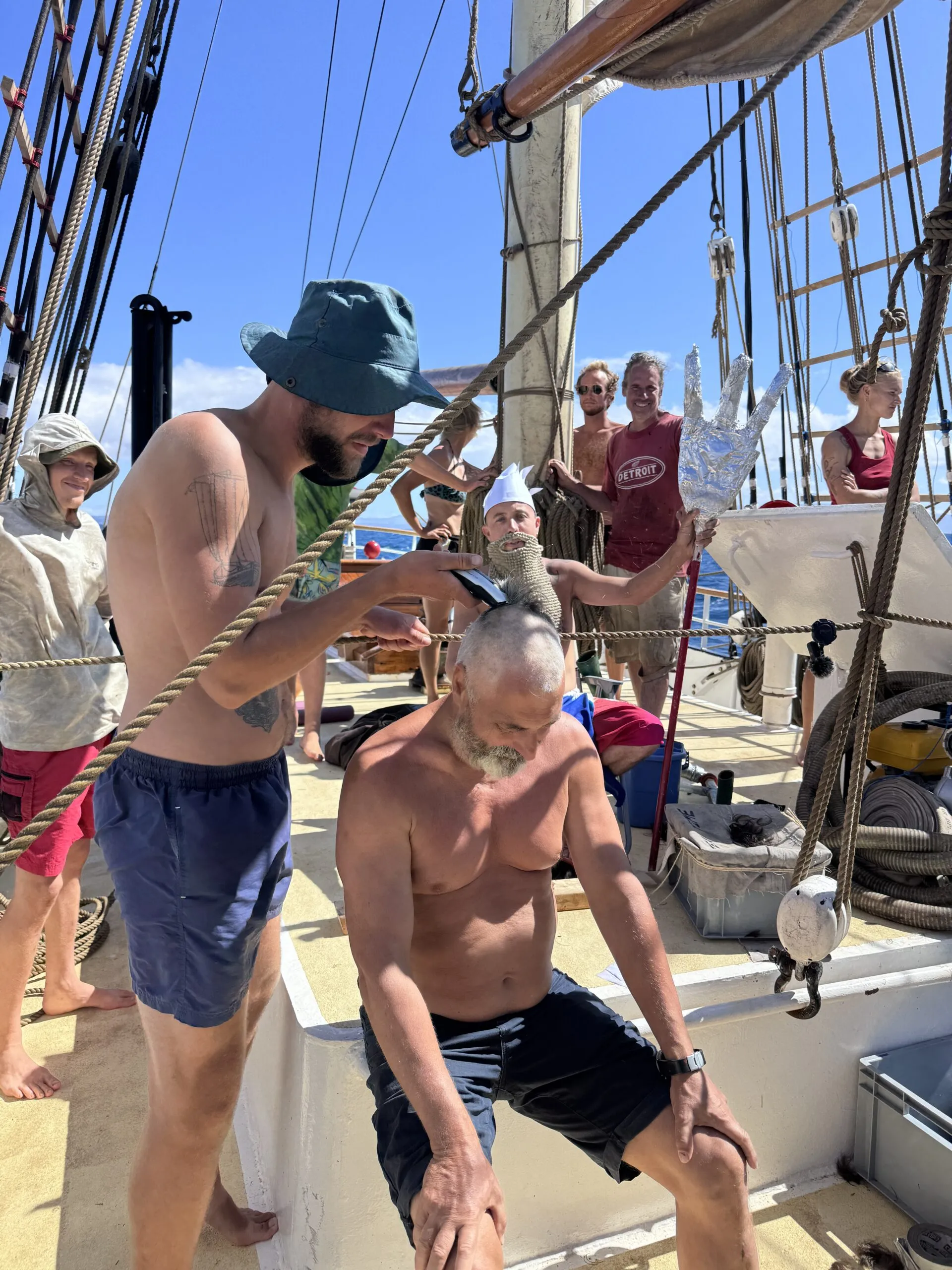 NEPTUN crew during equator-crossing ceremony on deck