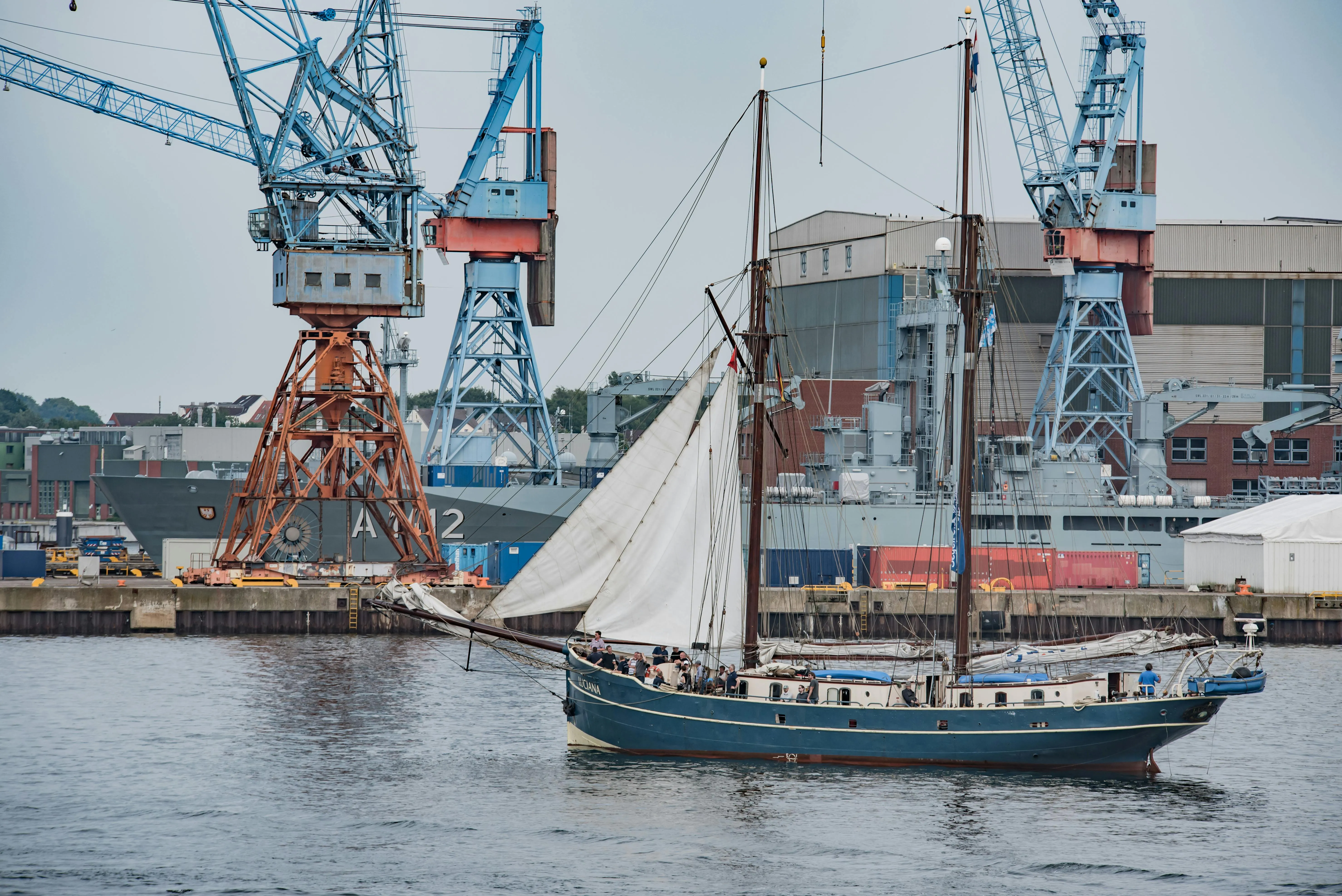 A classic sailing vessel in Kiel harbour, the tall-ship culture that welcomes NEPTUN home.
