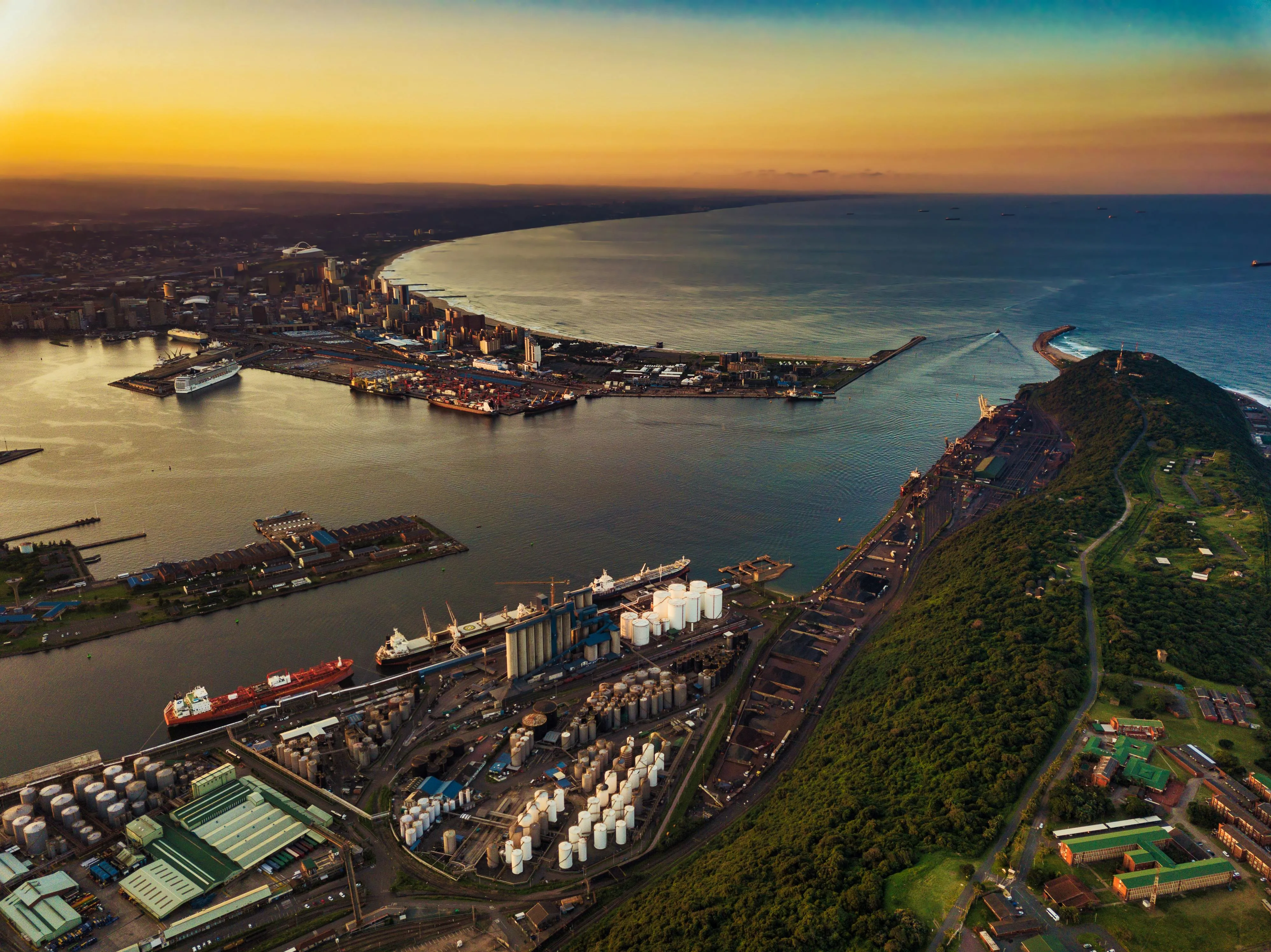The Port of Durban from the air, Africa's busiest harbour and the end of Leg 3.