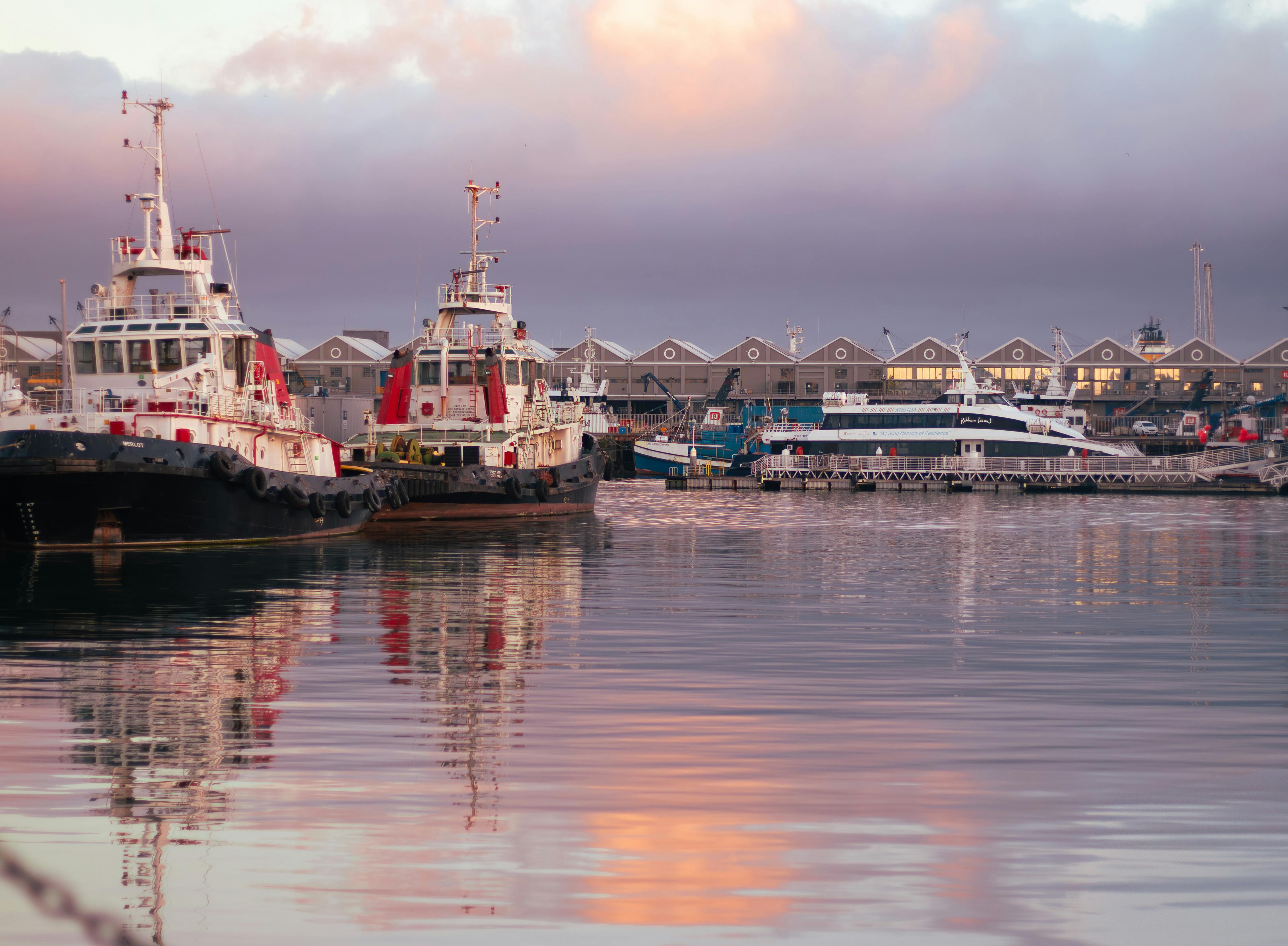 Cape Town waterfront at dusk, the quiet finish after the rounding.