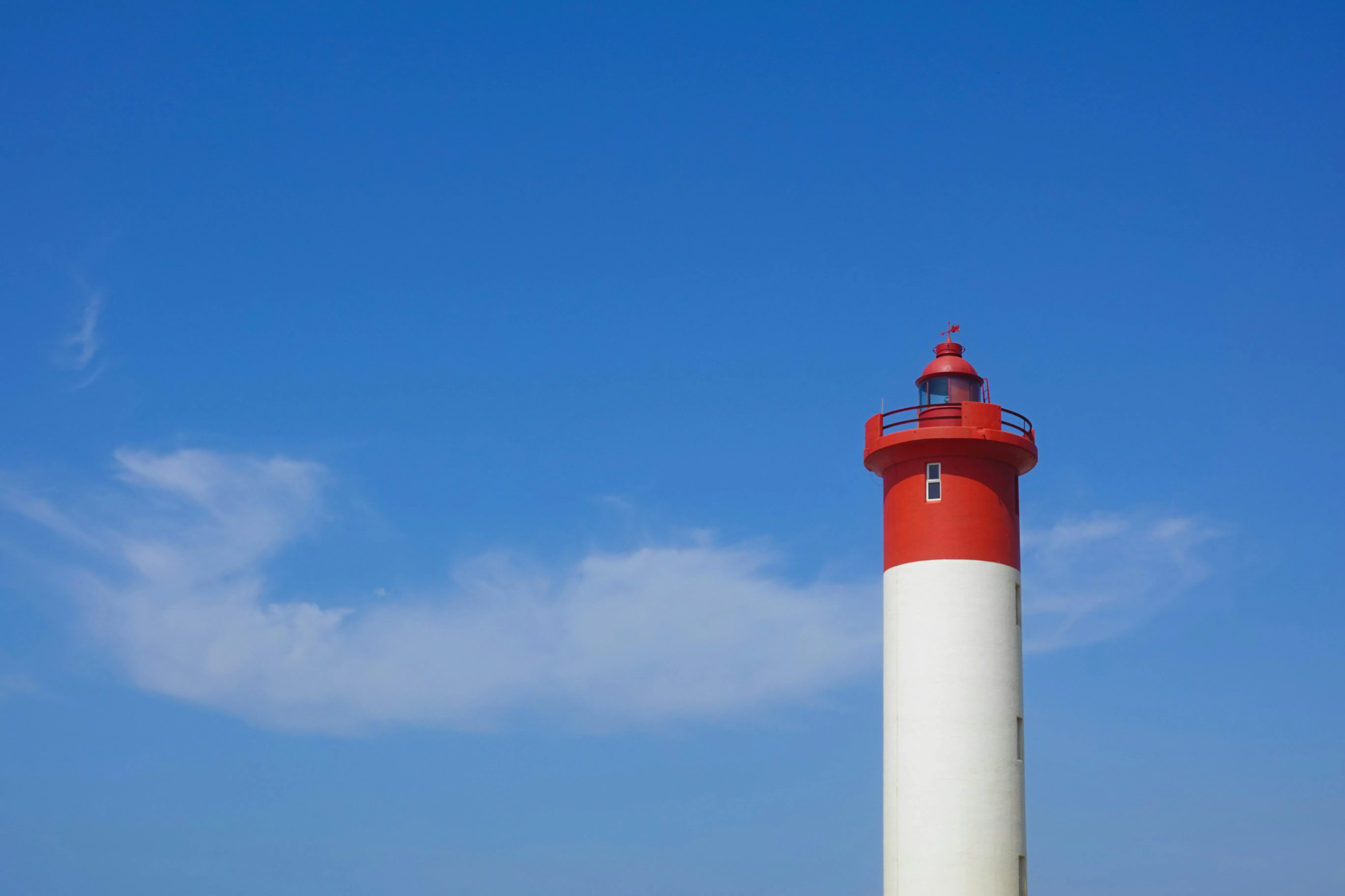 Umhlanga lighthouse north of Durban, the landfall mark that ends the Channel passage.