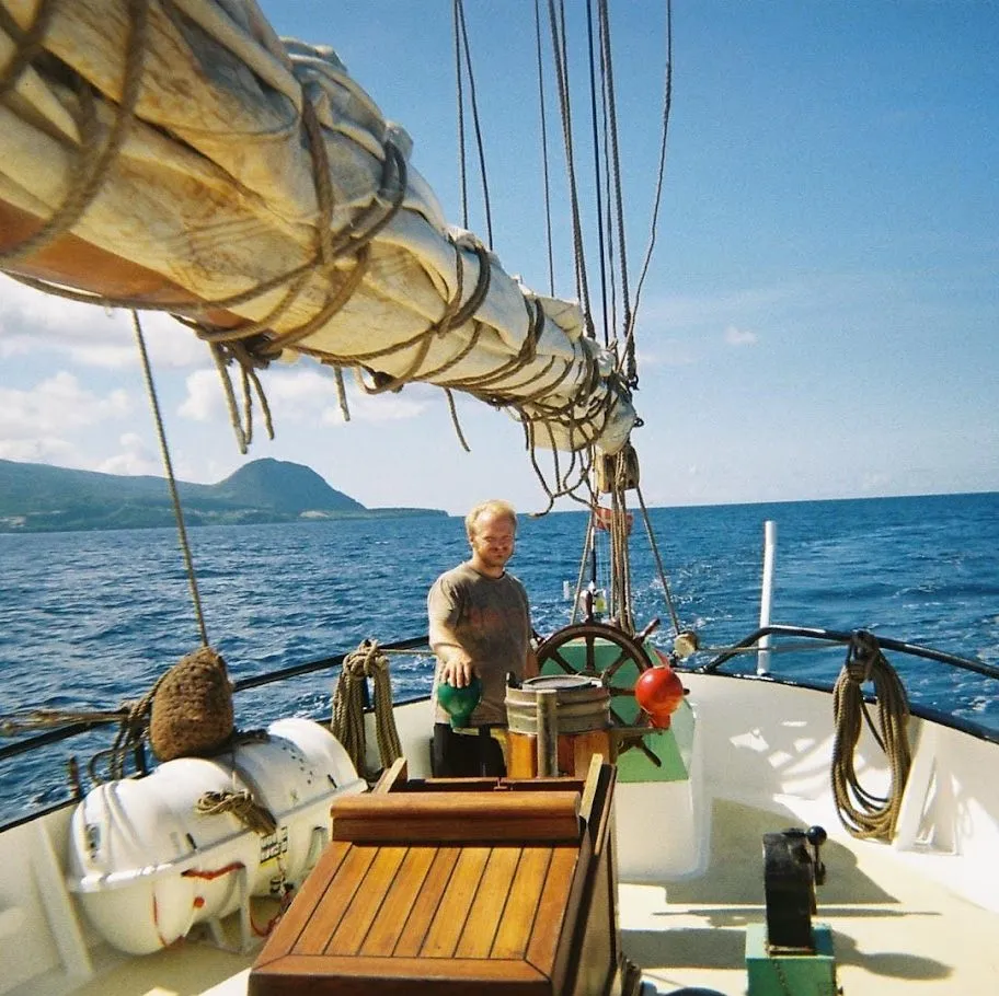 Captain steering the ship