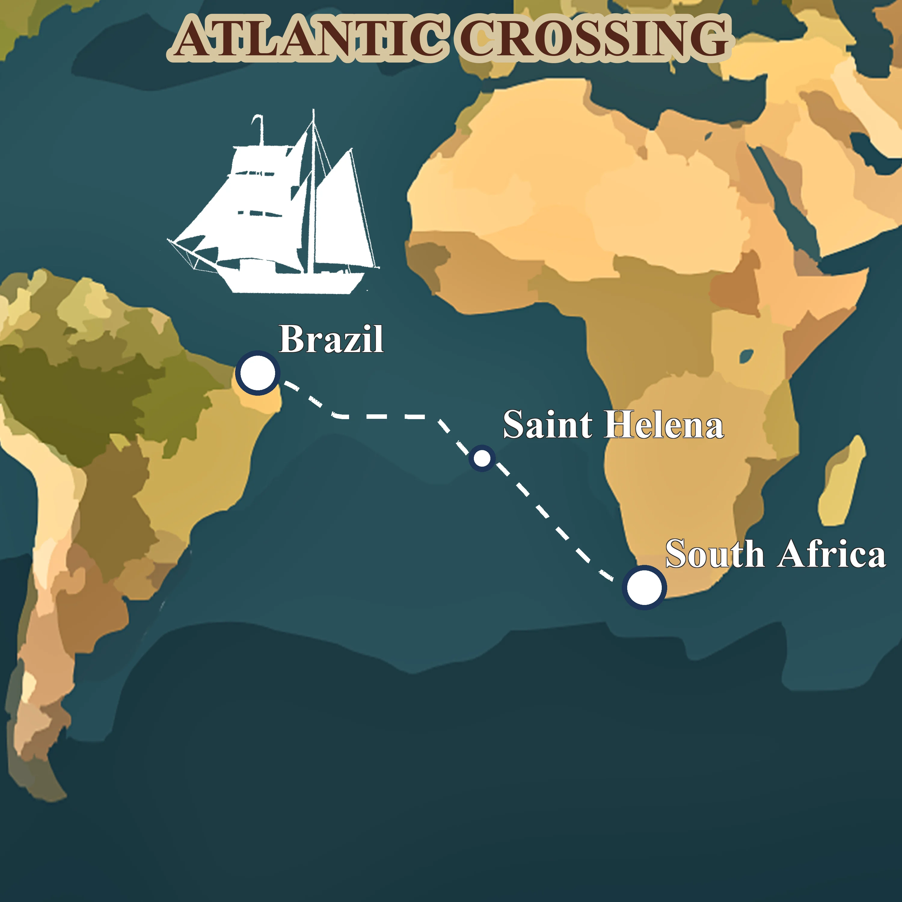 Leg 5 route map: Saldanha to Fortaleza across the South Atlantic SE trade crossing