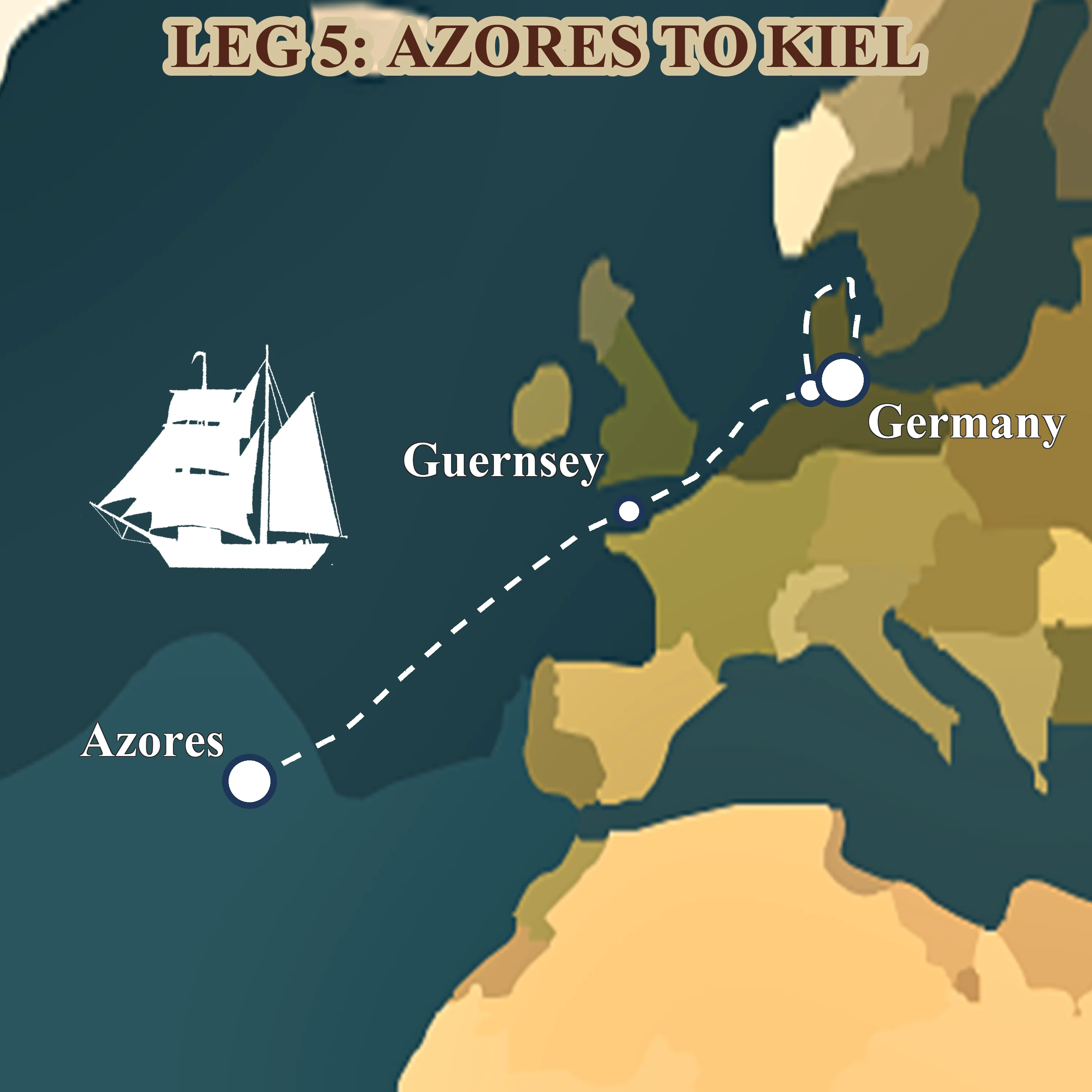 Route map for Leg 9: homecoming from the Azores to Kiel