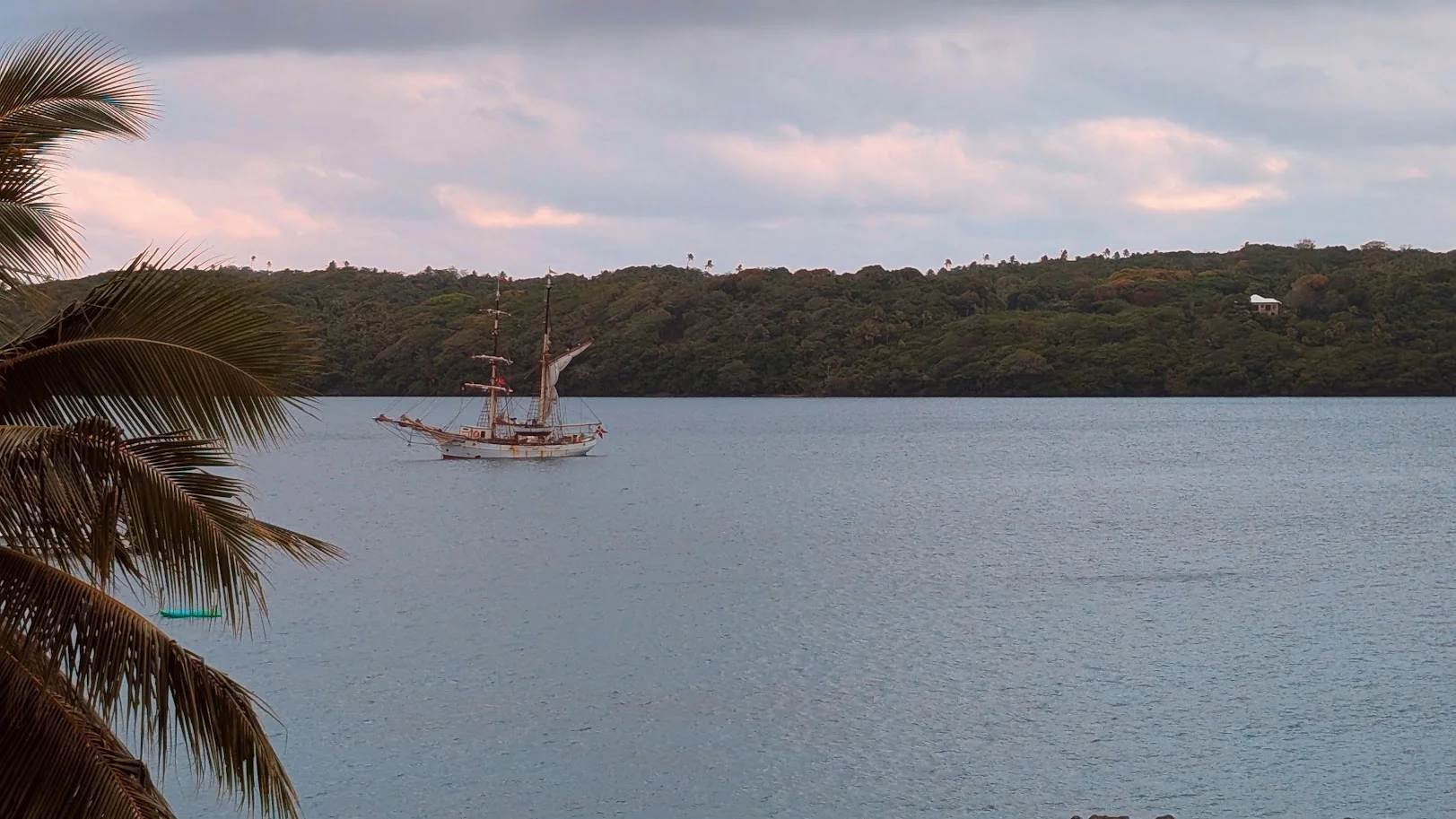 Brigantine NEPTUN anchored in Tonga during the 2024-2025 Pacific voyage