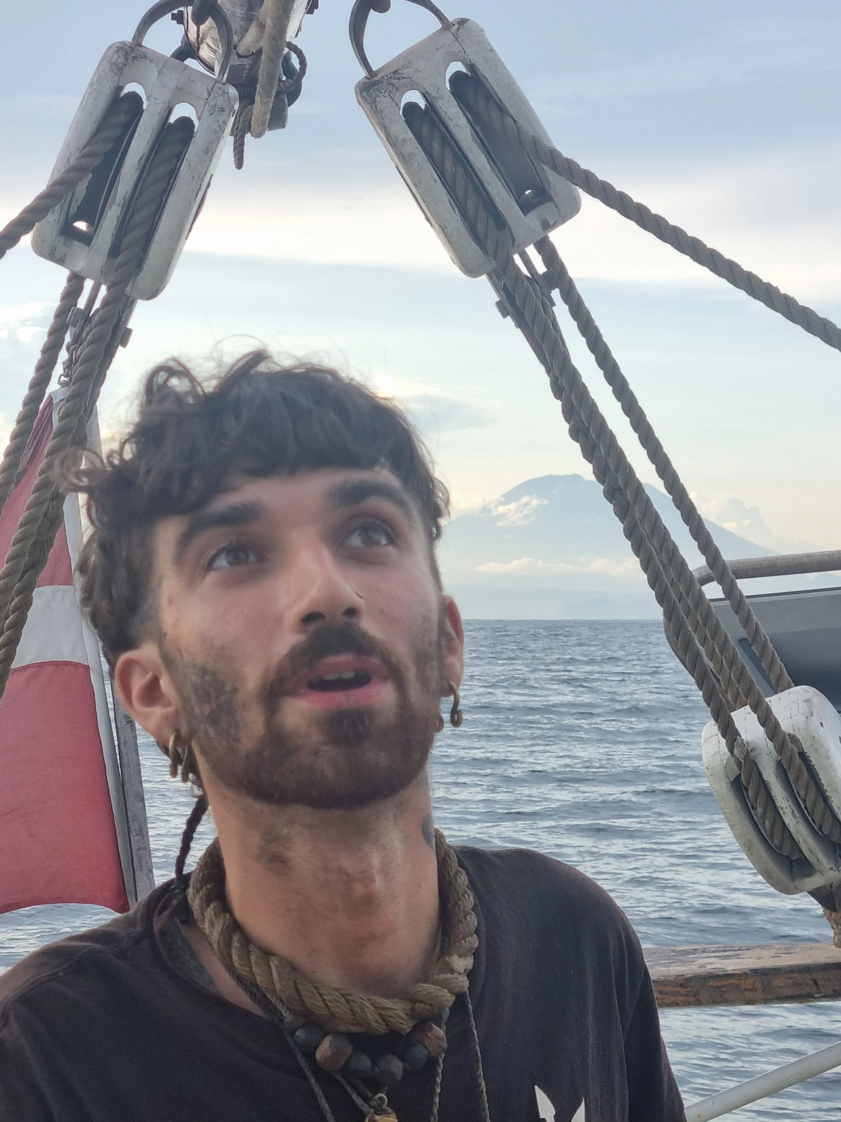 Crew member on deck of Brigantine NEPTUN